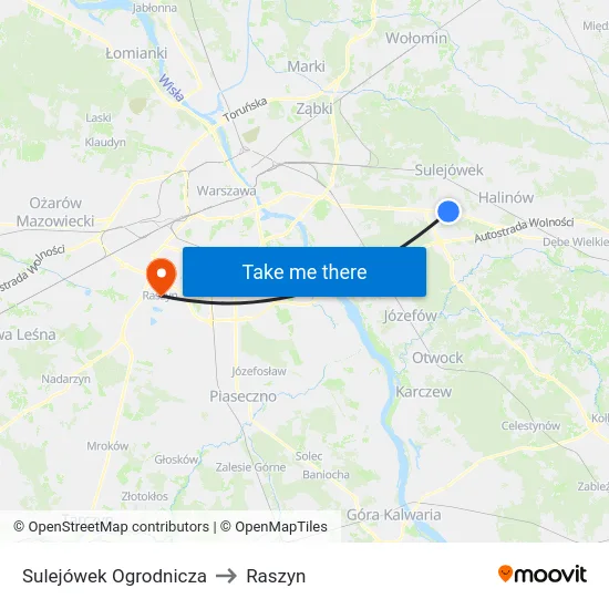 Sulejówek Ogrodnicza to Raszyn map