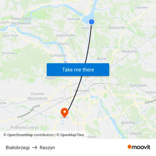Białobrzegi to Raszyn map