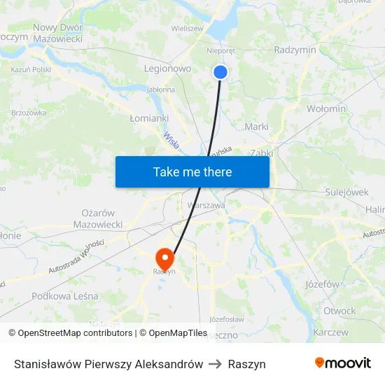 Stanisławów Pierwszy Aleksandrów to Raszyn map