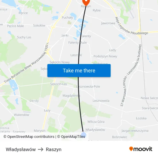 Władysławów to Raszyn map