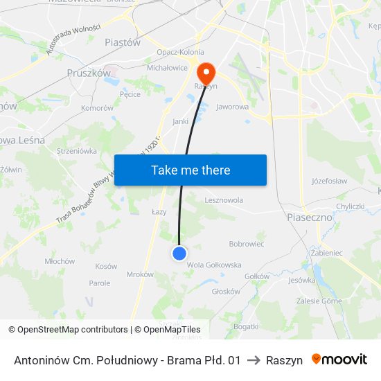 Antoninów Cm. Południowy - Brama Płd. 01 to Raszyn map