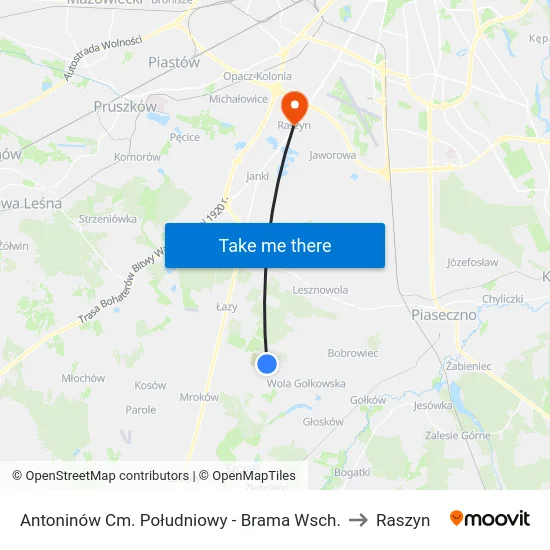 Antoninów Cm. Południowy - Brama Wsch. to Raszyn map