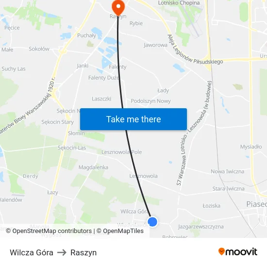 Wilcza Góra to Raszyn map