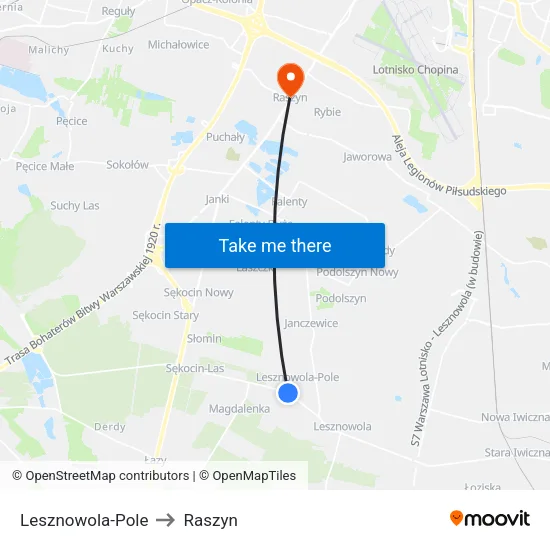 Lesznowola - Pole to Raszyn map