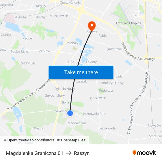 Magdalenka Graniczna to Raszyn map