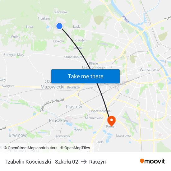 Izabelin Kościuszki-Szkoła to Raszyn map