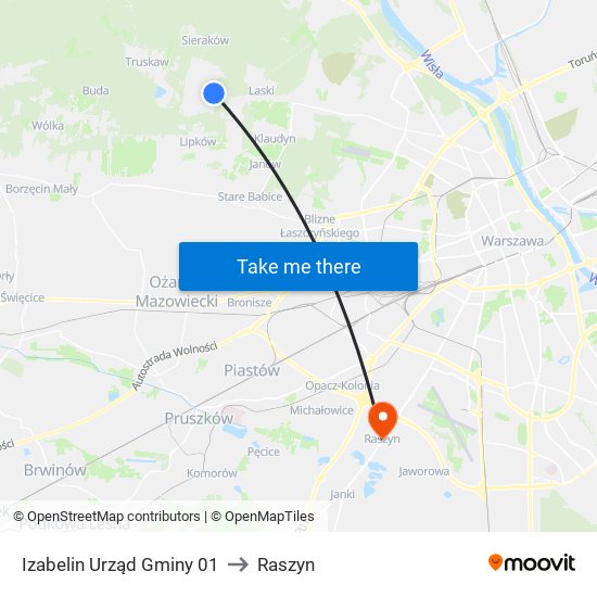 Izabelin Urząd Gminy 01 to Raszyn map