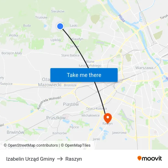 Izabelin Urząd Gminy to Raszyn map
