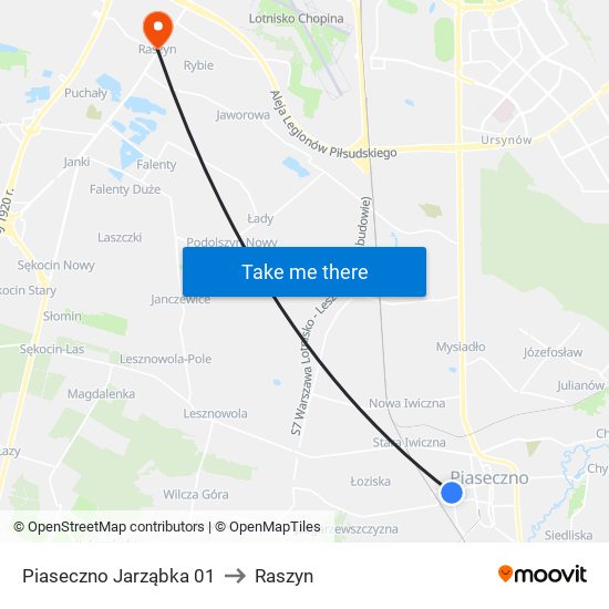 Piaseczno Jarząbka 01 to Raszyn map