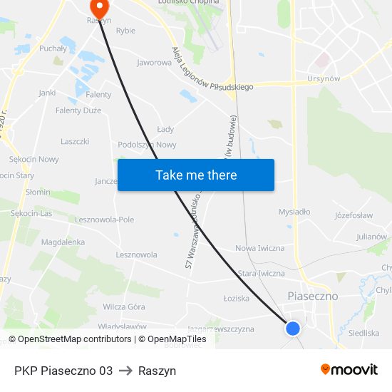 PKP Piaseczno 03 to Raszyn map