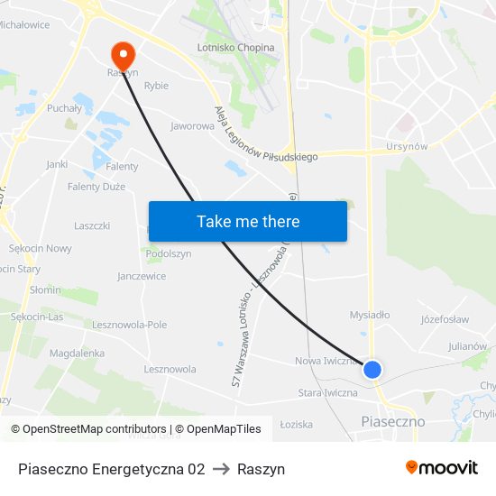 Piaseczno Energetyczna 02 to Raszyn map