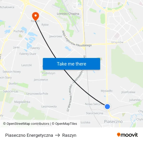 Piaseczno Energetyczna to Raszyn map