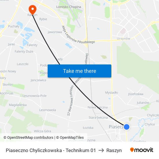 Piaseczno Chyliczkowska - Technikum 01 to Raszyn map