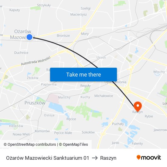 Ożarów Mazowiecki Sanktuarium to Raszyn map