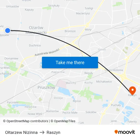 Ołtarzew Nizinna to Raszyn map