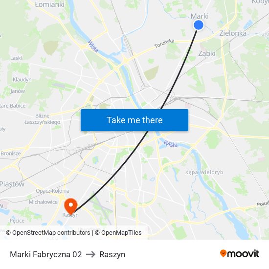 Marki Fabryczna to Raszyn map