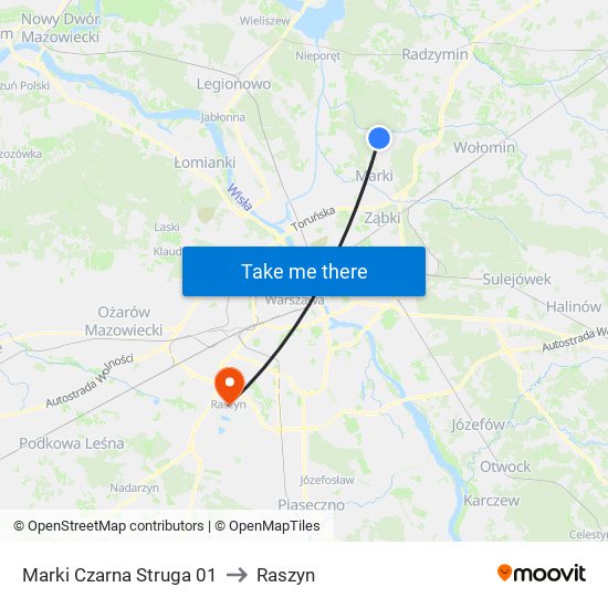 Marki Czarna Struga to Raszyn map