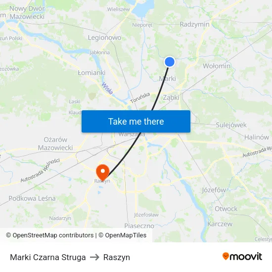Marki Czarna Struga to Raszyn map