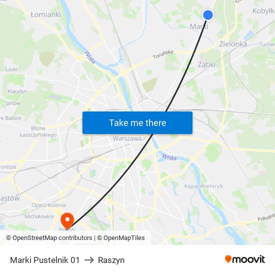 Marki Pustelnik to Raszyn map