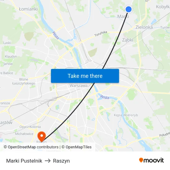 Marki Pustelnik to Raszyn map