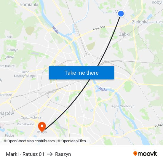 Marki-Ratusz to Raszyn map