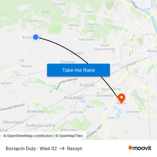 Borzęcin Duży-Wieś to Raszyn map