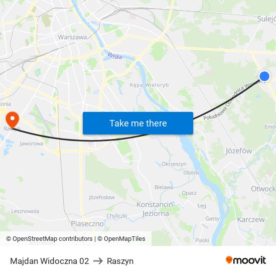 Majdan Widoczna 02 to Raszyn map