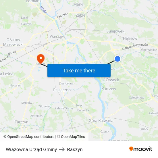 Wiązowna Urząd Gminy to Raszyn map