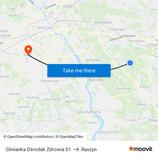 Glinianka Ośrodek Zdrowia to Raszyn map