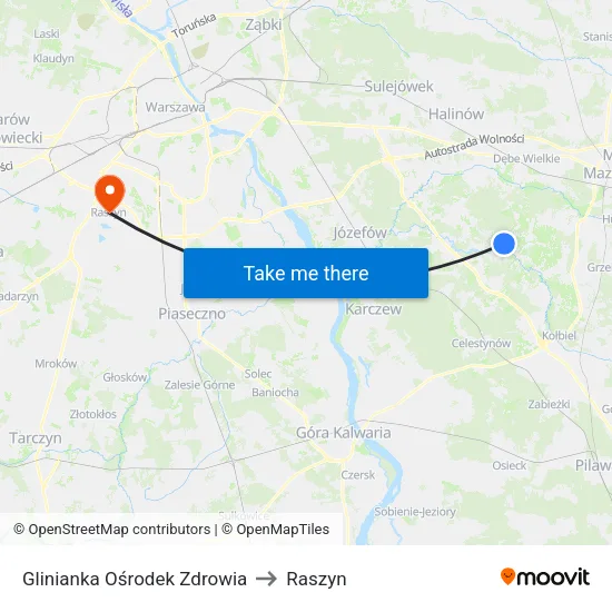 Glinianka Ośrodek Zdrowia to Raszyn map