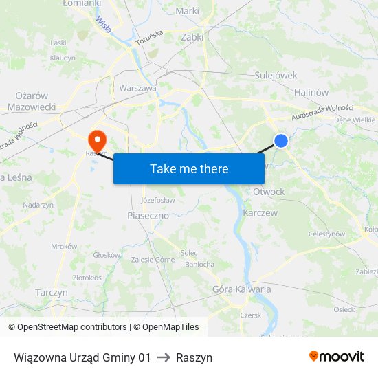 Wiązowna Urząd Gminy 01 to Raszyn map