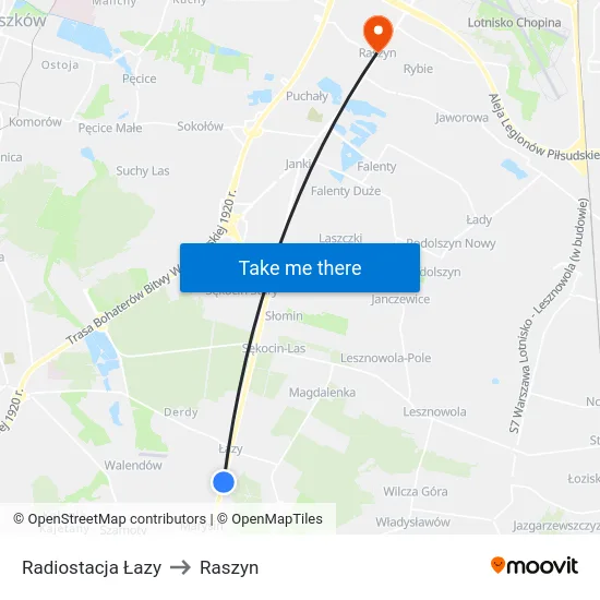Radiostacja Łazy to Raszyn map