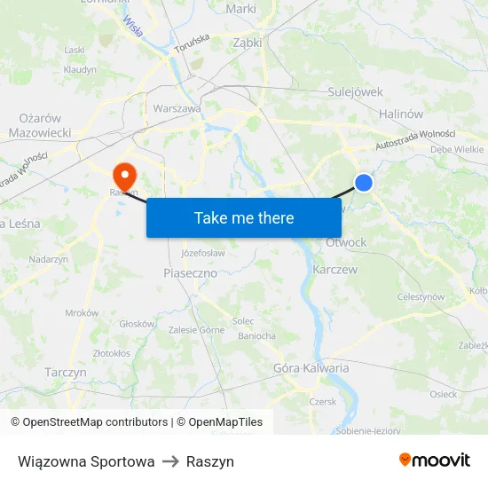 Wiązowna Sportowa to Raszyn map
