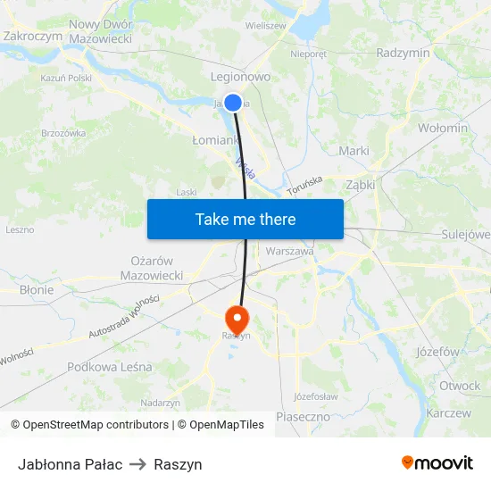 Jabłonna Pałac to Raszyn map