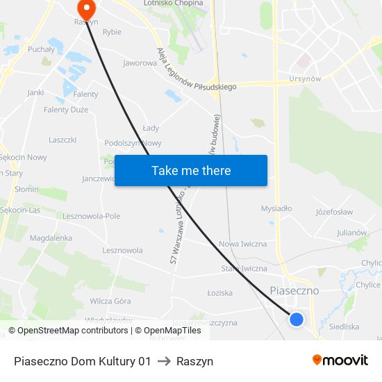 Piaseczno Dom Kultury 01 to Raszyn map