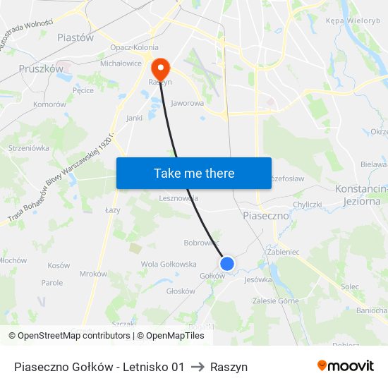 Piaseczno Gołków - Letnisko 01 to Raszyn map