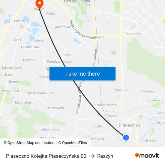 Piaseczno Kolejka Piaseczyńska 02 to Raszyn map