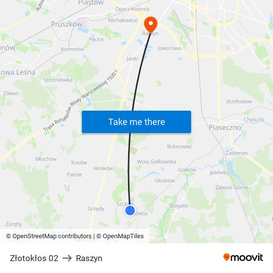 Złotokłos 02 to Raszyn map