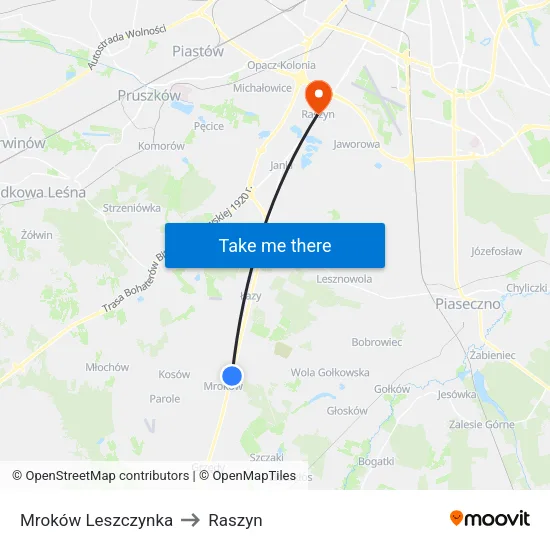 Mroków Leszczynka to Raszyn map