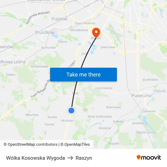 Wólka Kosowska Wygoda to Raszyn map
