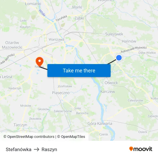 Stefanówka to Raszyn map