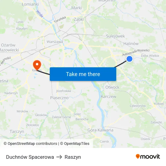 Duchnów Spacerowa to Raszyn map