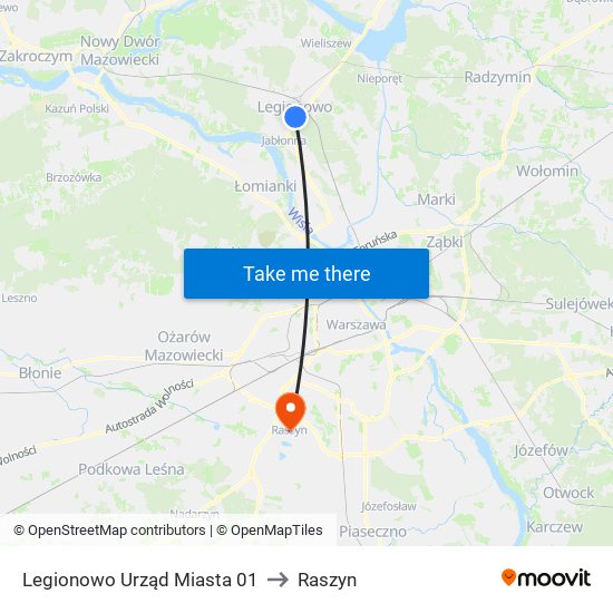 Legionowo Urząd Miasta 01 to Raszyn map