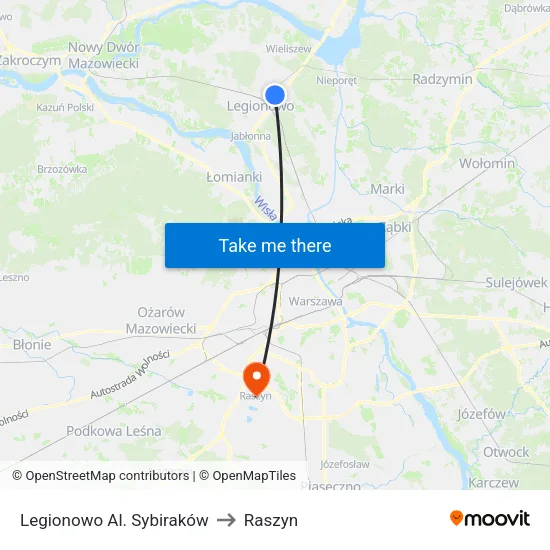 Legionowo Al. Sybiraków to Raszyn map
