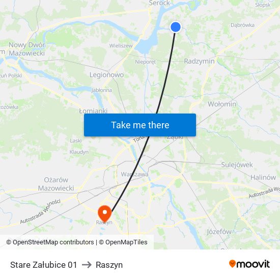 Stare Załubice 01 to Raszyn map