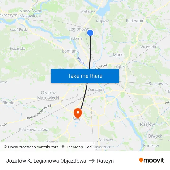 Józefów K. Legionowa Objazdowa to Raszyn map