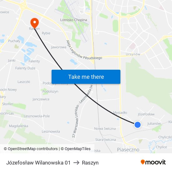 Józefosław Wilanowska 01 to Raszyn map