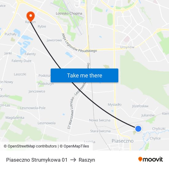 Piaseczno Strumykowa 01 to Raszyn map