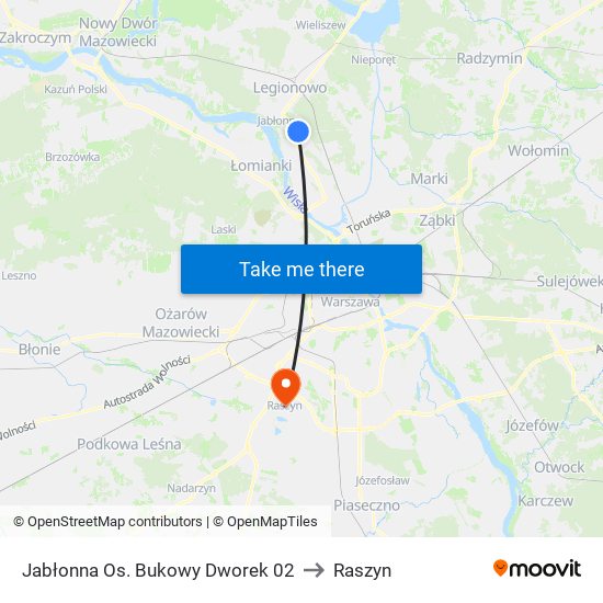 Jabłonna Os. Bukowy Dworek 02 to Raszyn map