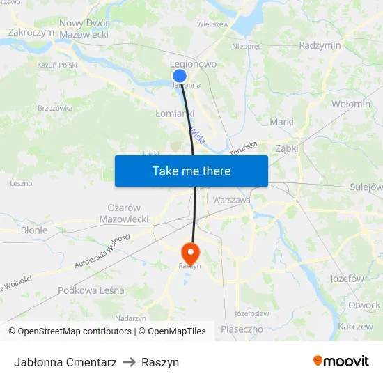 Jabłonna Cmentarz to Raszyn map